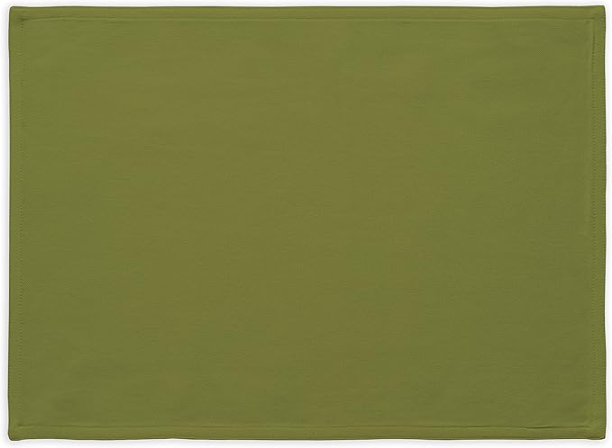 Calicot Placemats Set of 6 100% Cotton Washable Cloth Place Mats, Reusable Table Mats for Spring/Summer & Thanksgiving Christmas Decorations Kitchen Dining Party Wedding (Sap Green, 13" x 19")
