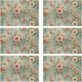 Pink Flowers Leaves Placemats Set of 6, Linen Washable for Christmas, Thanksgiving, Party, and Daily Dining, Decorative Table Mats for 4-6 Person Table