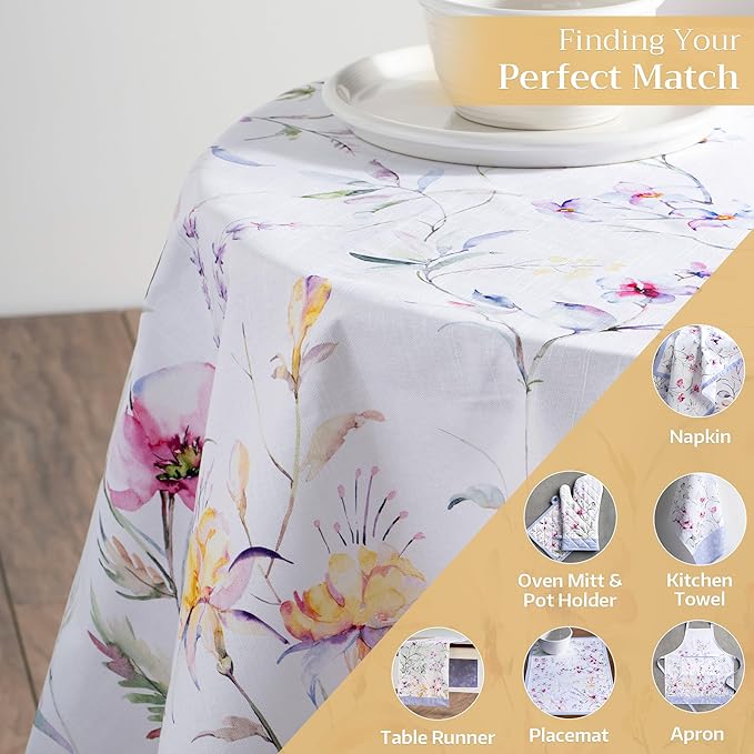 Maison d' Hermine Table Cloth Round Table 100% Cotton 69 Round Inches Tablecloth Reusable Decorative for Dining Room Farmhouse Home Valentines Day Decorations Spring Summer - Summer Floral