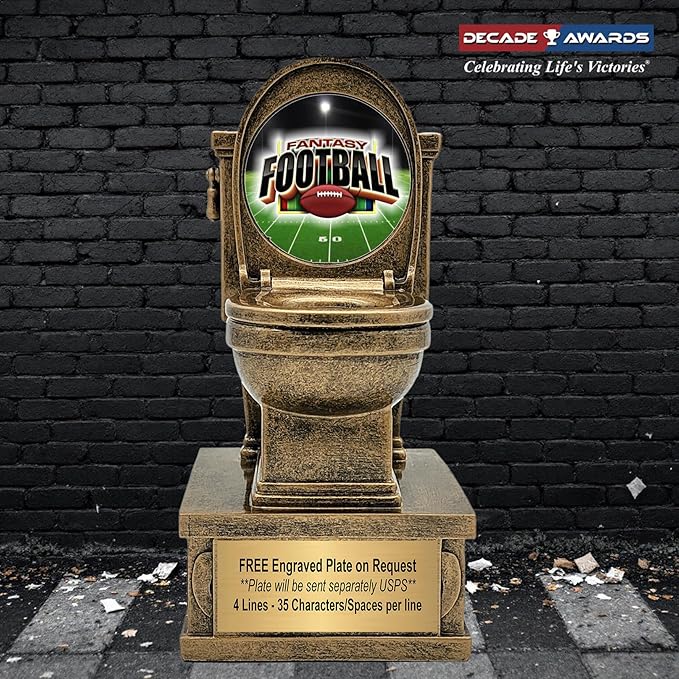 Decade Awards Action Pedestal Gold Toilet Bowl Trophy with Optional Inserts - Custom Engraved Plate On Request (7 Inch Tall)