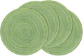 SHACOS Round Placemats Set of 4 Round Table Placemats Braided Cotton Place Mats 15 inch for Kitchen Dining Table Holiday Party (Mixed Color Pea Green, 4)
