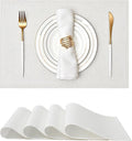 Leetaltree Luxury Crystal White Sequin Placemats Set of 6 - Waterproof Washable for Wedding, Anniversary, Daily Use - Sparkling Table Decor - Hand-Cut