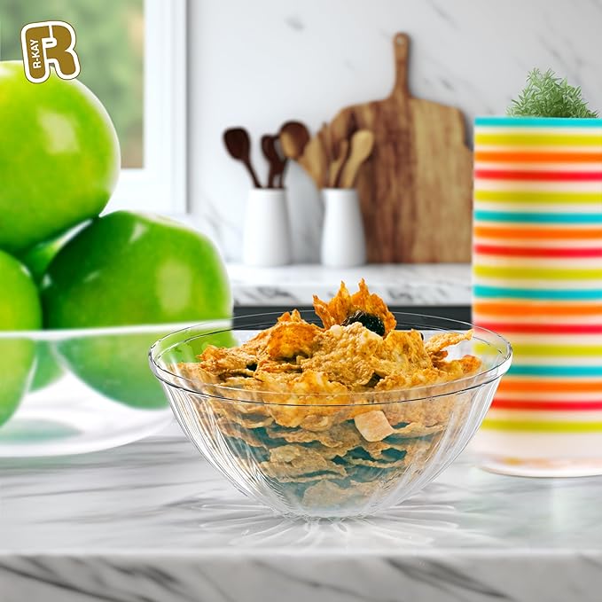 R-kay 6 Pack Extra Large Serving Bowl - 96 Ounce Plastic Serving Bowls For Entertaining - Clear Plastic Bowls For Salads And Snacks - Disposable bowls For All Occasions