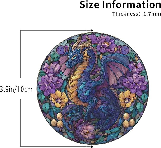 Dragon Coasters Leather Round Drink Coasters 6 Pcs Set with Holderor for Cup Drink Coffee Table Bar Home Decor
