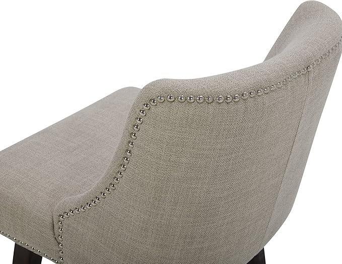 CHITA Counter Height Swivel Bar Stools, FSC Certified Upholstered Counter Stools, Modern Swivel Barstools with Wood Legs for Kitchen Island, 26" Seat Height, Fabric in Tan