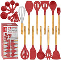 Kitchen Utensils Set, 21 Wood and Silicone Cooking Utensil Set, Non-Stick and Heat Resistant Kitchen Utensil Set, Kitchen Tools