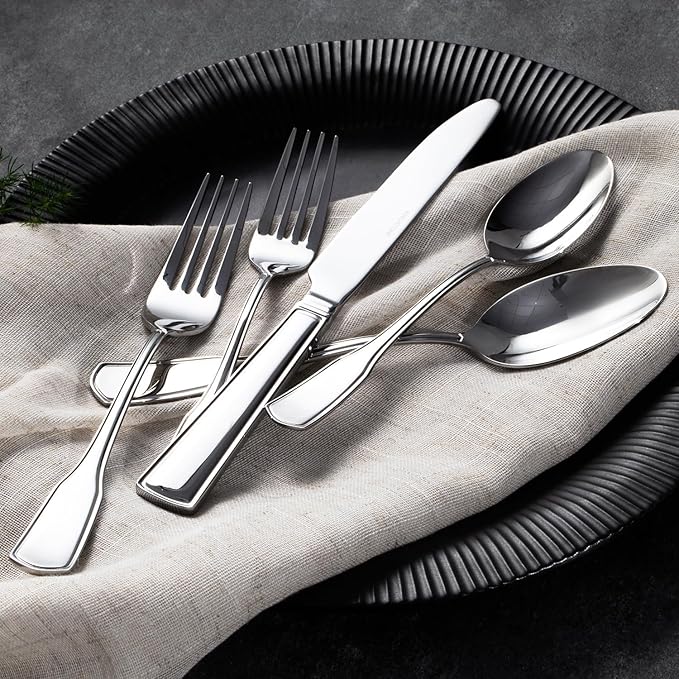 KINGSTONE 30-Piece Silverware Set, 18/10 Stainless Steel Flatware Set for 6, Tableware Cutlery Set, Utensil Sets for Home Restaurant, Mirror Finish, Dishwasher Safe