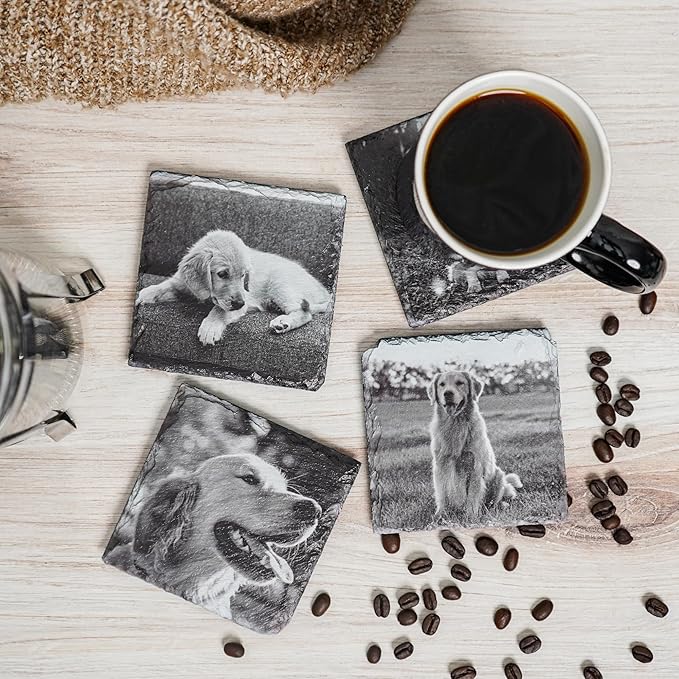 Blue Ridge Mountain Gifts - Custom Pet Coasters Printed with Photos of Your Dog, Memorial Gift for Dog Lovers, Slate Coaster for Pet Owners