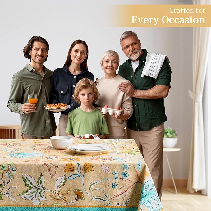 Maison d' Hermine Table Cloth Square Table 100% Cotton 60 x 60 Inches Tablecloth Reusable Decorative for Dining Room Farmhouse Home Valentines Day Decorations Spring Summer - Luxury Loft - Peach