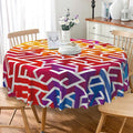 Laeacco 24 Inch Maze Round Tablecloth Colorful Labyrinth Texture Modern Geometric Abstract Art Print Table Cloth Washable Waterproof Wrinkle Free Table Cover for Kitchen Dining Picnic Party Decor