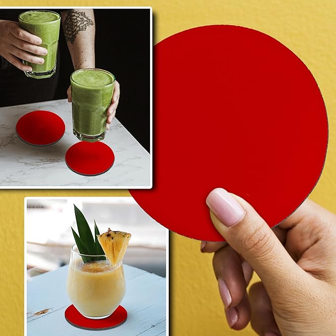 10 Round Foam Bud Coasters Pack, 4 inch - PU Foam, Party Favor - Red
