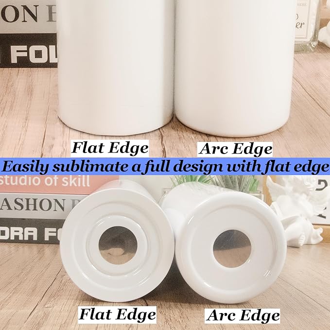 AGH 10pcs 20 oz Sublimation Tumbler Flat Edge Blanks, 20oz Sublimation Tumblers Skinny Straight Cups Bulk with Colorful Lid, Individual Box, Plastic Straw For Coffee Drinks