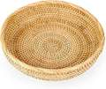 Hipiwe 9.9" Round Key Basket Bowl for Entryway Table Wicker Storage Basket Woven Keys Bowl Holder Crackers Fruit Candy Serving Tray Rattan Organizer Basket for Remote Control Wallet Cell Phone