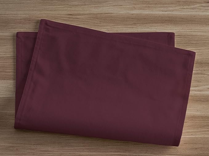 Calicot Placemats Set of 6 100% Cotton Washable Cloth Place Mats, Reusable Table Mats for Spring/Summer & Thanksgiving Christmas Decorations Kitchen Dining Party Wedding (Rouge Brown, 13" x 19")
