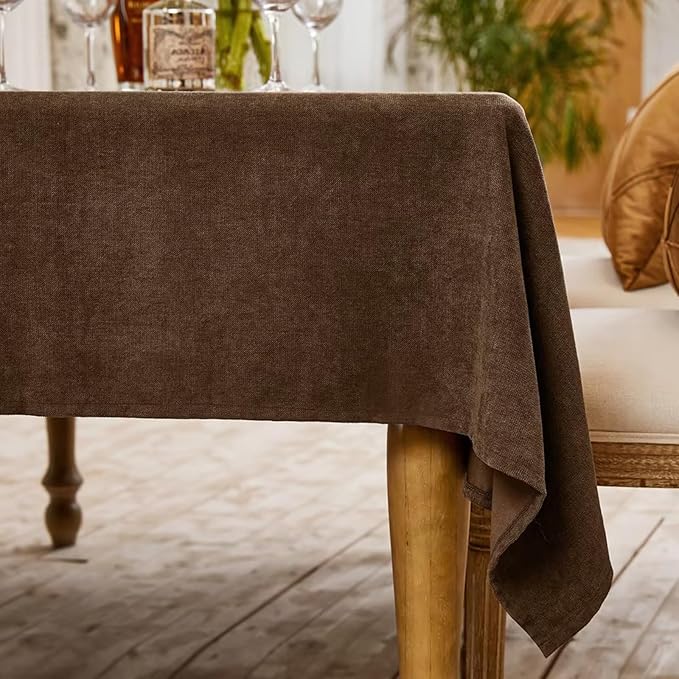 BALCONY & FALCON Rectangle Tablecloth Washable Wrinkle Resistant and Water Proof Table Cloth Decorative Linen Fabric Tablecloths for Dining Parties Kitchen Wedding and Outdoor Use (Brown, 57x85)