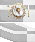 Placemats Set of 6 Vinyl Washable Placemats, 18"x12" Wipeable Heat-Resistant Non-Slip Easy Clean Table Mats Ideal for Dining Table Table Runner and Outdoor (6, White Square)