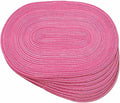 Noctiflorous Oval Braided Placemats Set of 8 Woven 12x18 Inch Non Slip Washable Heat Resistant Place Mats Tablemats for Dining Kitchen Party Daily Table Decor Dinner Mats (Hot Pink, 8)