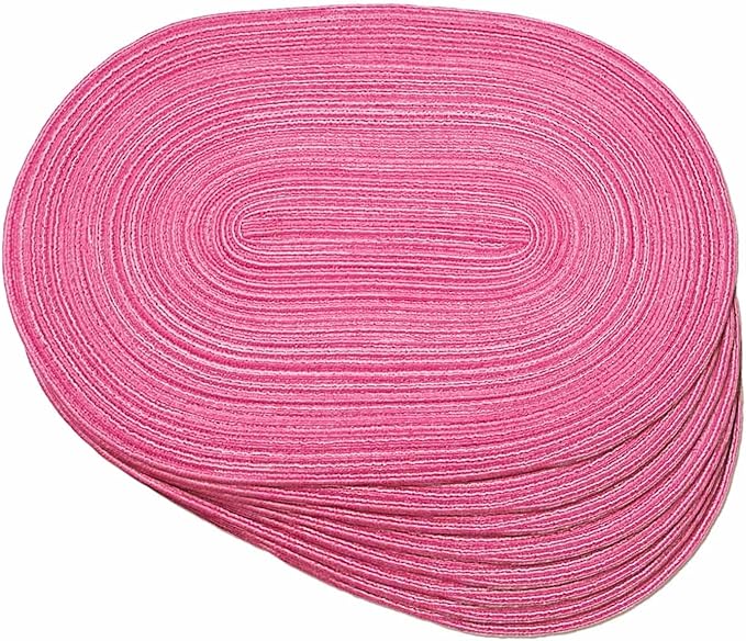 Noctiflorous Oval Braided Placemats Set of 8 Woven 12x18 Inch Non Slip Washable Heat Resistant Place Mats Tablemats for Dining Kitchen Party Daily Table Decor Dinner Mats (Hot Pink, 8)