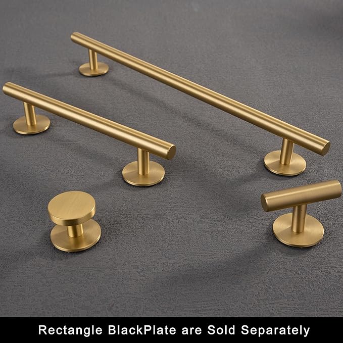 QOGRISUN 10-Pack Solid Brass Cabinet Knobs Back Plates, Rounded Ring Cabinet Pulls BackPlates,1.25-Inch Diameter, Cabinet Hardware, Brushed Brass Finish