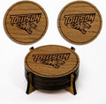 LazerEdge Wooden Coaster Set - 120+ University Designs Hand Crafted from Cherry Wood - Officially Licensed Product - 4-Pack (Towson Tigers)