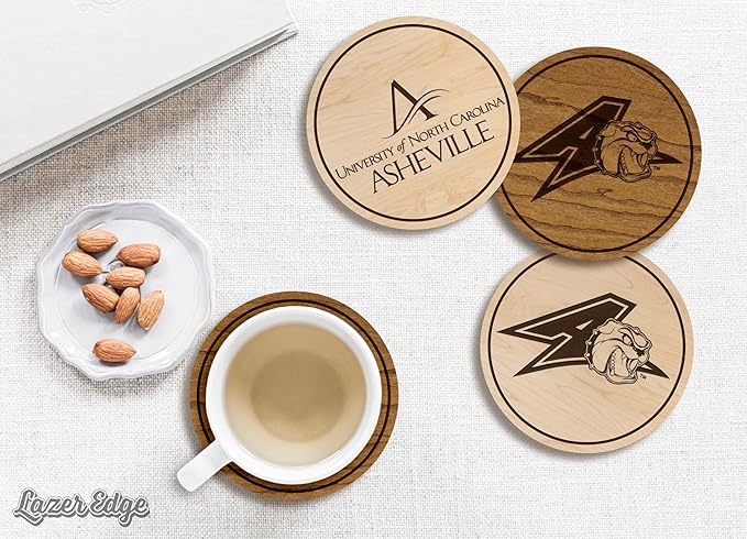 LazerEdge Asheville Bulldogs Wooden Coaster Set - Maple Wood - Officially Licensed Product - 4-Pack