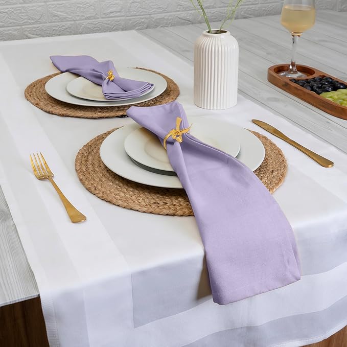 Blue Needles Solid Cloth Napkins Set of 12 Lavender 100% Cotton Dinner Napkins 18x18 inches - Soft, Reusable, Absorbent & Washable Linen, Ideal for Wedding Events, Parties & Everyday Use