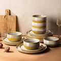 TheTerra Ceramic Dinnerware Sets for 6, 18 Pieces Handmade Reactive Glaze Plates and Bowls Set, Scratch Resistant Dish Set, Oven & Microwave & Dishwasher Safe, Autumn Haze