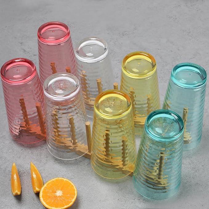 BPA-Free Plastic Tumblers 8 Pack (8x22oz) | Reusable Dishwasher Safe | Stackable Shatterproof Cups | Plastic Drinkware & Drinking Tumblers for Restaurant, Home, Party