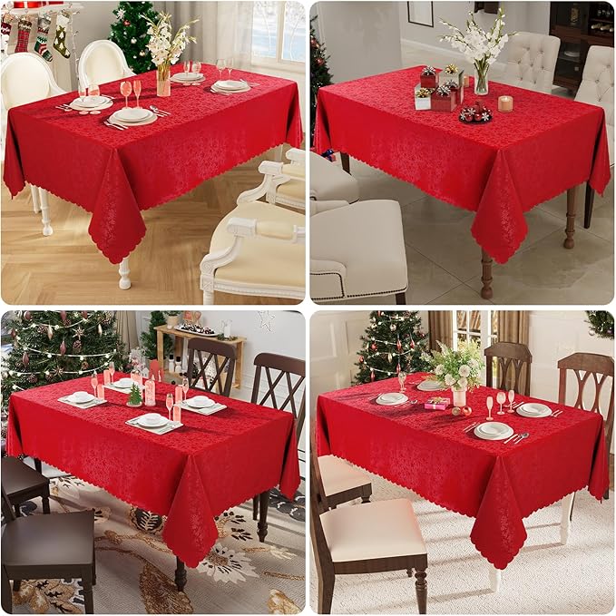 Smiry Rectangle Table Cloth, Waterproof Heavy Duty Vinyl Tablecloths, Wipeable Washable Table Cover for Kitchen and Dining Room (Red, 60" X 120")