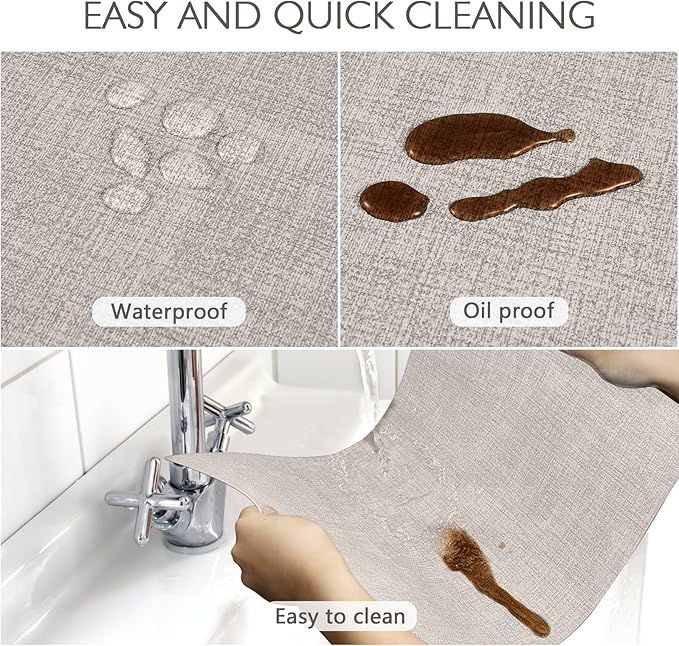 Faux Leather Placemats Set of 6 Washable PU Table mats for Kitchen Table - Heat Resistant, Waterproof, Easy Clean, Anti Slip 11.8" x 17" (Beige-6 Pack)