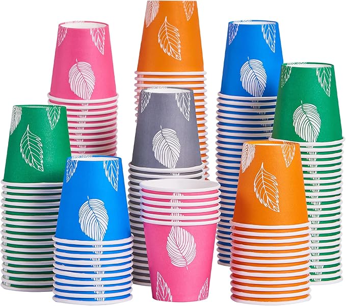 600 Pack 3oz Disposable Paper Cups, Small Disposable Cups, Colorful Small Mouthwash Cups, Mini Paper Cups for Parties, Picnics, Barbecues, Travel and Events