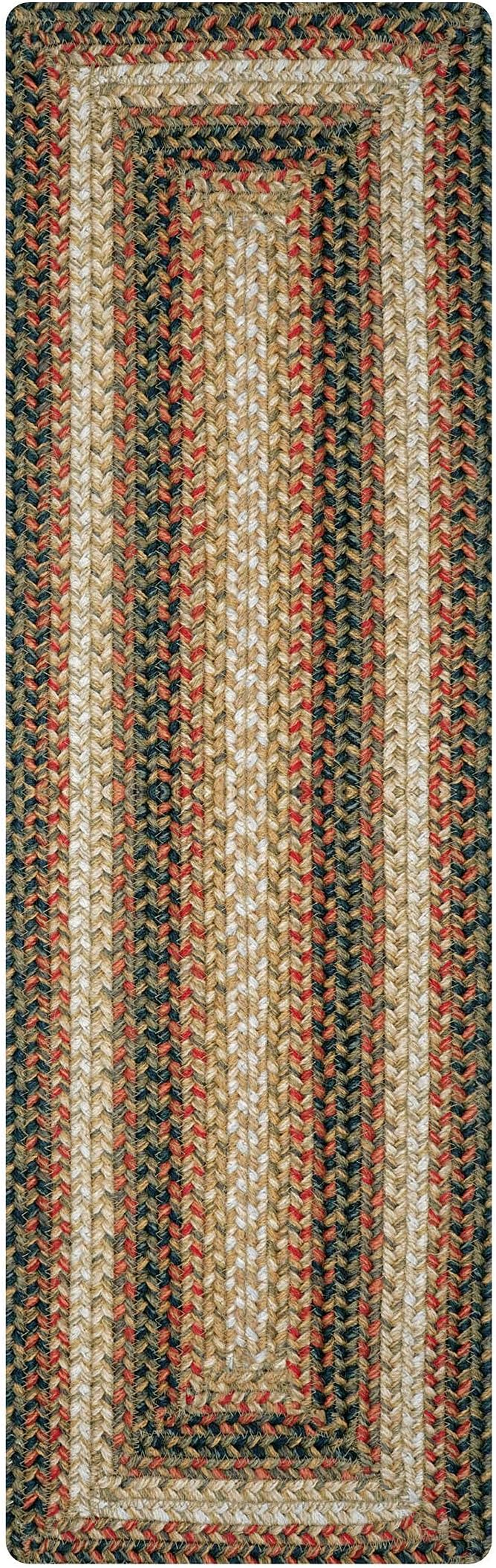 Homespice Russet Jute Braided Short Table Runner, Warm Country Decor, Set of 2, Multicolor Rectangle 8x28 - Rich Colors, Easy to Clean, Durable and Protects Furniture