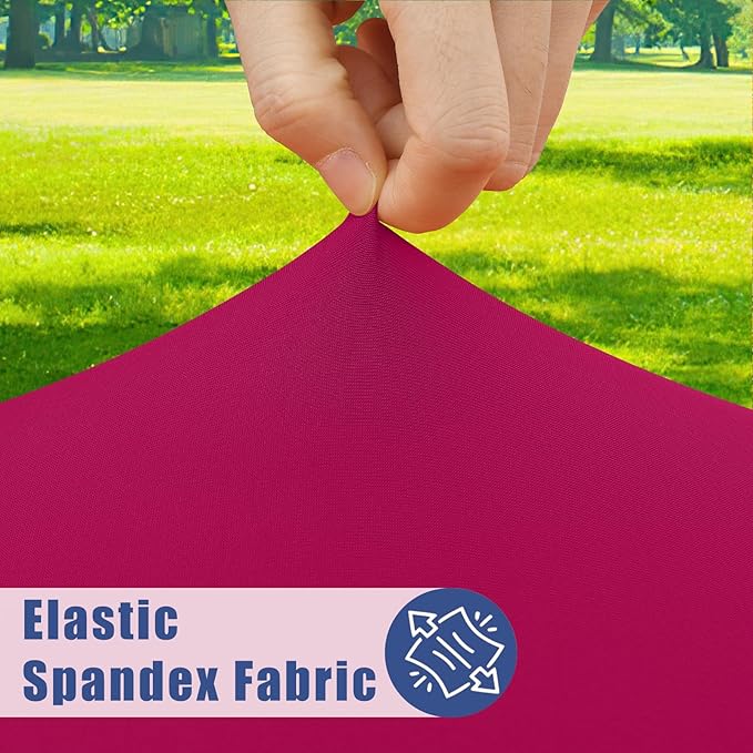 Round Spandex Tablecloth, Elastic Fitted Waterproof Tablecloths for 57"-68" Tables, Stretch Washable Picnic Table Cover for Camping, Dining, Indoor and Outdoor, Fuchsia