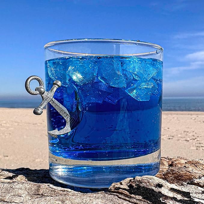 BenShot Anchor Rocks Glass - 11oz - HandCrafted Whisky Tumbler for Sailors and Boating Enthusiasts - Fathers Day or All-American Celebrations