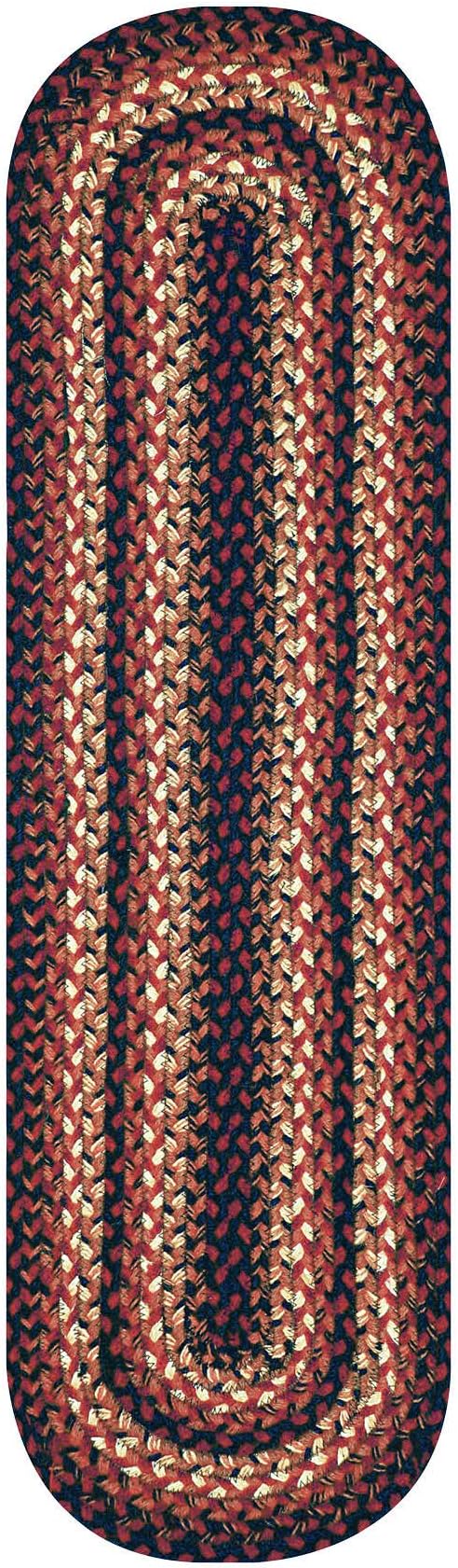 Homespice Prescott Braided Oval Table Runner, Warm Primitive Decor, Black and Red 11x36 - Jute Dining Table Accessories - Rich Colors, Easy to Clean, Durable and Protects Furniture