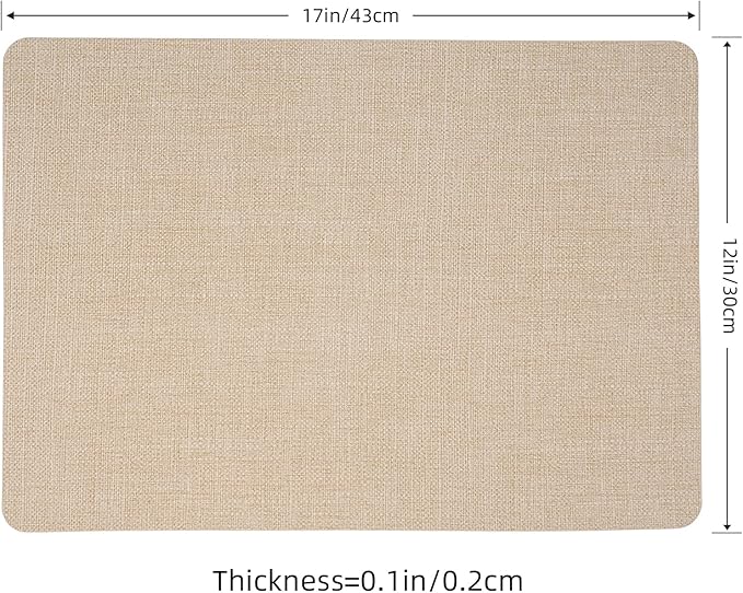 Heat Resistant Placemats Set of 2, 17x12in Waterproof Wipeable Faux Leather Non Slip Table Mats, Easy to Clean, Stain Resistant, for Kitchen Dining Room– Taupe