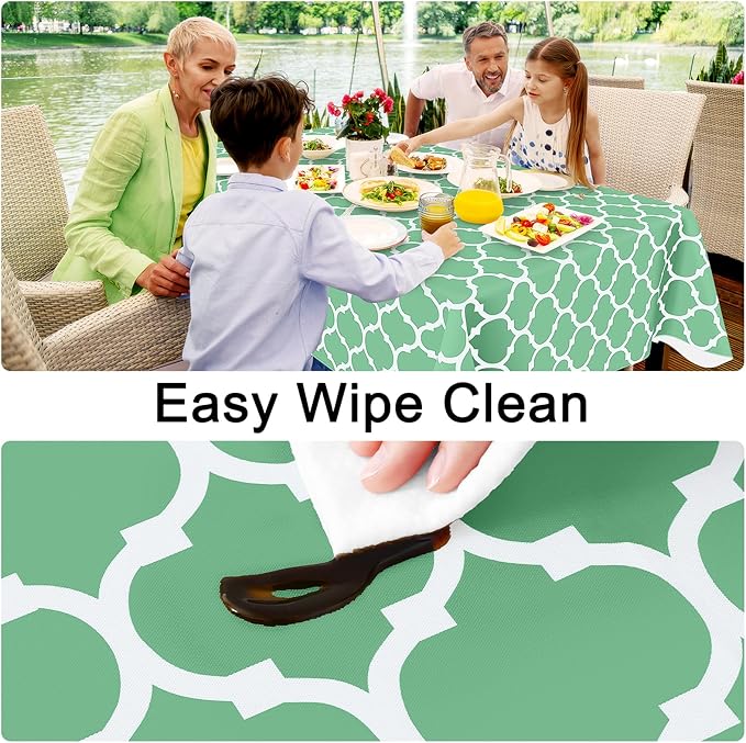 Smiry Rectangle Table Cloth, Waterproof Vinyl Tablecloth with Flannel Backing for Rectangle Tables, Wipeable Spillproof Plastic Tablecloths for Dining, Camping and Indoor (54"x78", Sage Green)