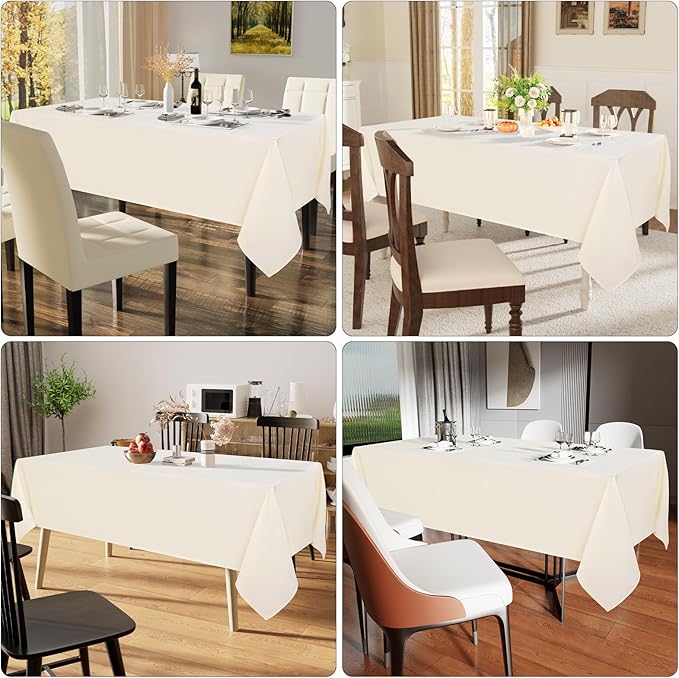 Smiry Rectangle Table Cloth, Waterproof Anti-Scratch Polyester Tablecloth, Decorative Washable Fabric Table Cover for Dining, Buffet, Parties and Outdoor, 54x78, Beige