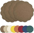 AHHFSMEI Round Faux Linen Placemats Set of 4 Waterproof Table Mats Heat Resistant Non-Slip and Stain Proof for Kitchen Dining Elegant Decor (Brown,4)