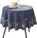Maison d' Hermine Table Cloth Round Table 100% Cotton 63 Inches Fall Tablecloth Reusable Everyday Use for Thanksgiving Christmas Decorations Dining Farmhouse Party (Christmas Joy)