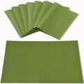 Cloth Placemats Set of 8, Linen Type Fabric Placemats Machine Washable Heat Resistant Placemats Wrinkle Free Thick Polyester Kitchen Place Mats for Dining Table (Green)