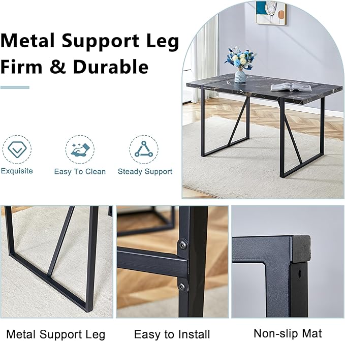 Dinner Table Set for 6,7 Piece Dining Table Set for 6,Modern 55'' Rectangle Dining Table and 6 Dining Chairs,Kitchen Table and Chairs for 6,Ideal for Kitchen Dining Room