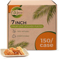 Raj Palm Leaf Plates Bulk [50-Pack] 7" Square Plates(3 CASES - 150 PACK) like Bamboo plates Disposable, Strong, Decorative Compostable Tableware for weddings, Lunch, Dinner, Birthday, Camping