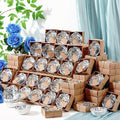96 Pcs Wedding Favors for Guests Small Ceramic Bowl Bulk Gifts Set 3.3 Inch Floral Design Mini Dipping Sauce Dish with Card Box for Bridal Pooja Baby Shower Birthday Guest Gift (Blue)