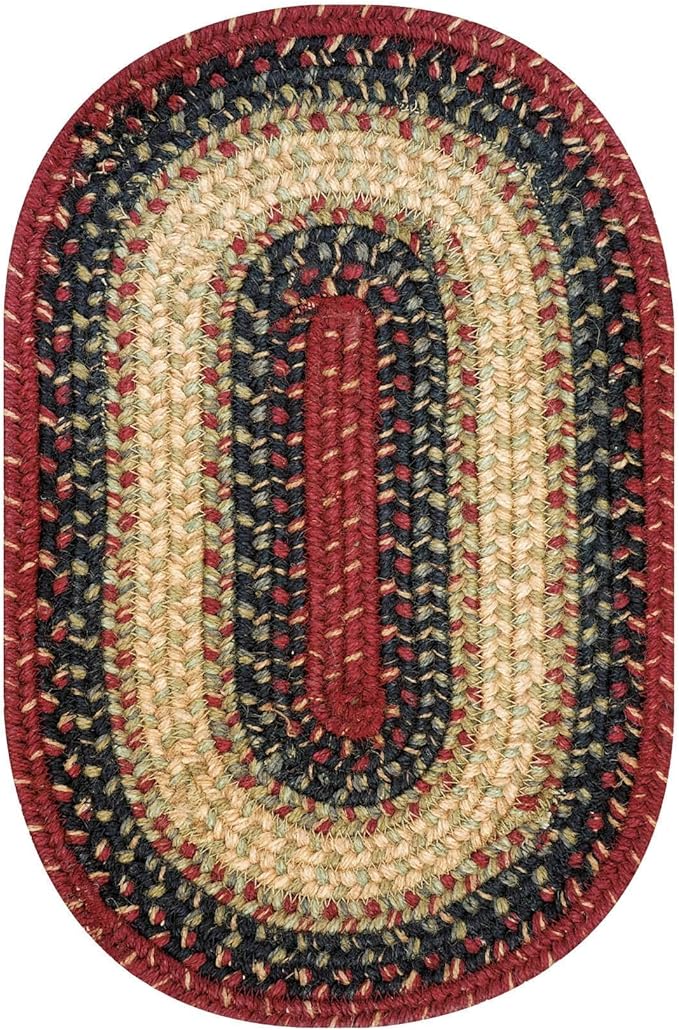 Homespice Highland Jute Braided Placemats, Warm Country and Lodge Decor, Set of 4, Multicolor 13x19 Oval Table Mats - Vibrant Colors, Durable, Easy to Clean and Protects Furniture