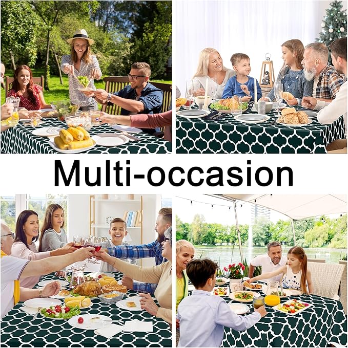 Smiry Rectangle Table Cloth, Waterproof Vinyl Tablecloth with Flannel Backing for Rectangle Tables, Wipeable Spillproof Plastic Tablecloths for Dining, Indoor and Outdoor (60"x120", Hunter Green)