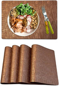 Set of 4 Faux Leather Placemats, Dual‑Sided Non‑Slip Vinyl Placemats, Washable Table Mats, Wipeable Metallic Dining Mats for Kitchen and Dining