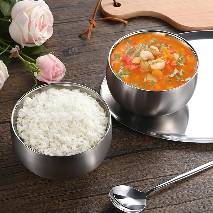 16.9 Fl Oz Ice Cream Bowl,Stainless Steel 316# Insulated Double Wall Vacuum Soup Bowl, Set of 2