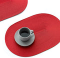 FunWheat Oval Braided Placemats Set of 8 Table Mats for Dining Tables Washable Heat Resistant Place Mats for Indoor Outdoor Use 12 x18 Inch(Oval Red, 8pcs)