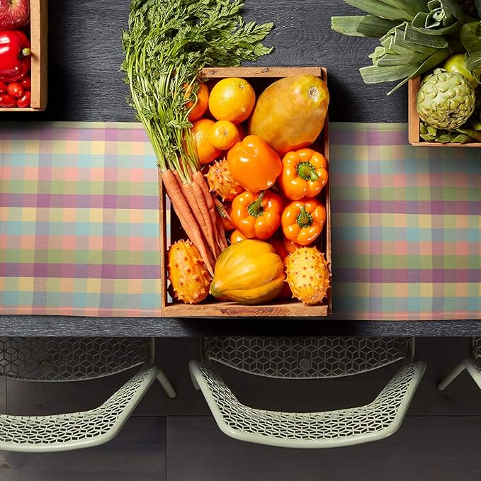Urban Villa EasterTable RunnerEaster Collection 100% Cotton Fused Table Runner Easter Special Over Sized 14" x72'' Inches Easter Colors Buffalo Check Table Runner Heavier Quality Table Runner